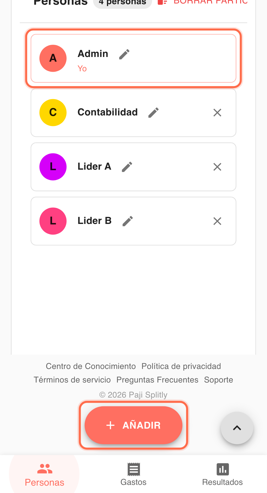 Feature screenshot: complementary scenario detail in Paji Splitly