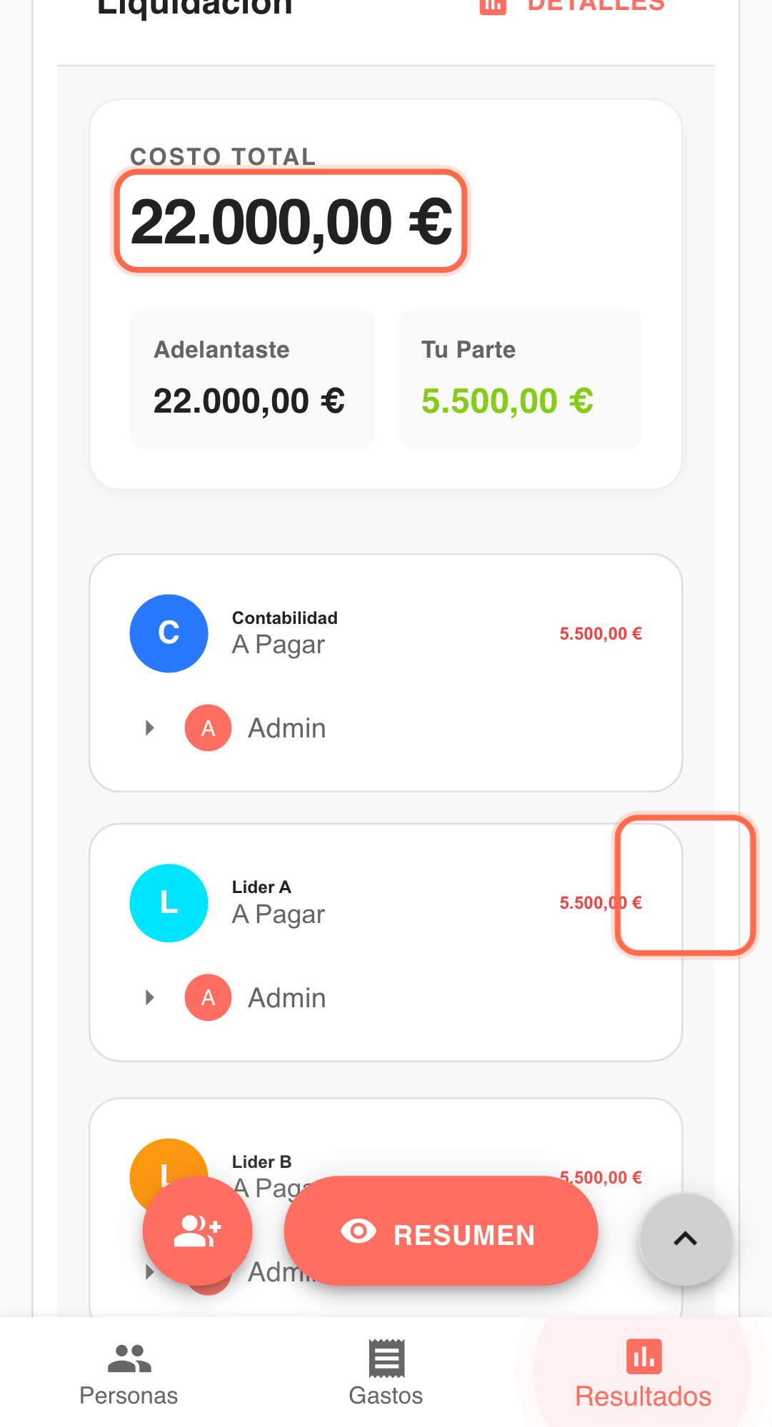 Captura de funcionalidad: flujo real en Paji Splitly