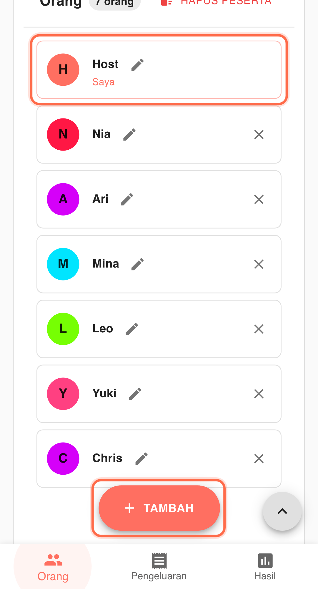 Feature screenshot: complementary scenario detail in Paji Splitly