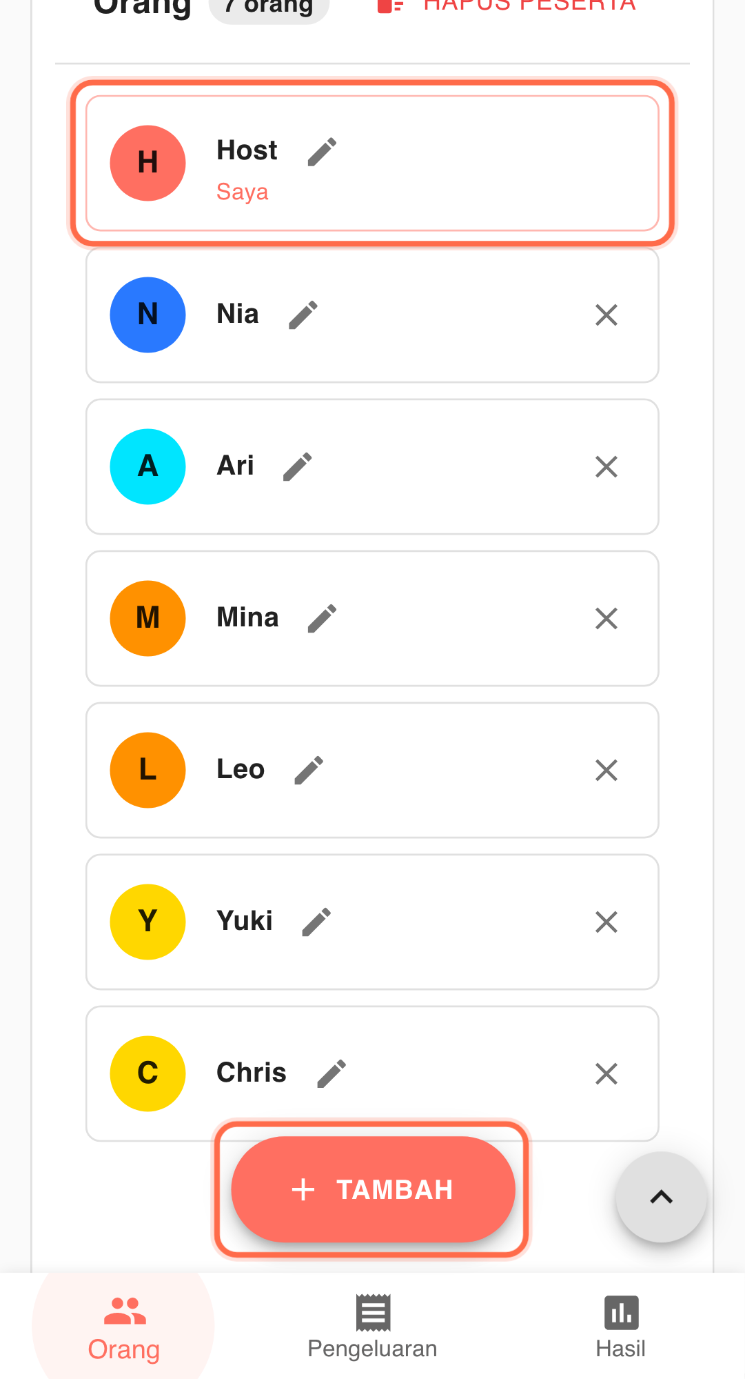 Feature screenshot: complementary scenario detail in Paji Splitly