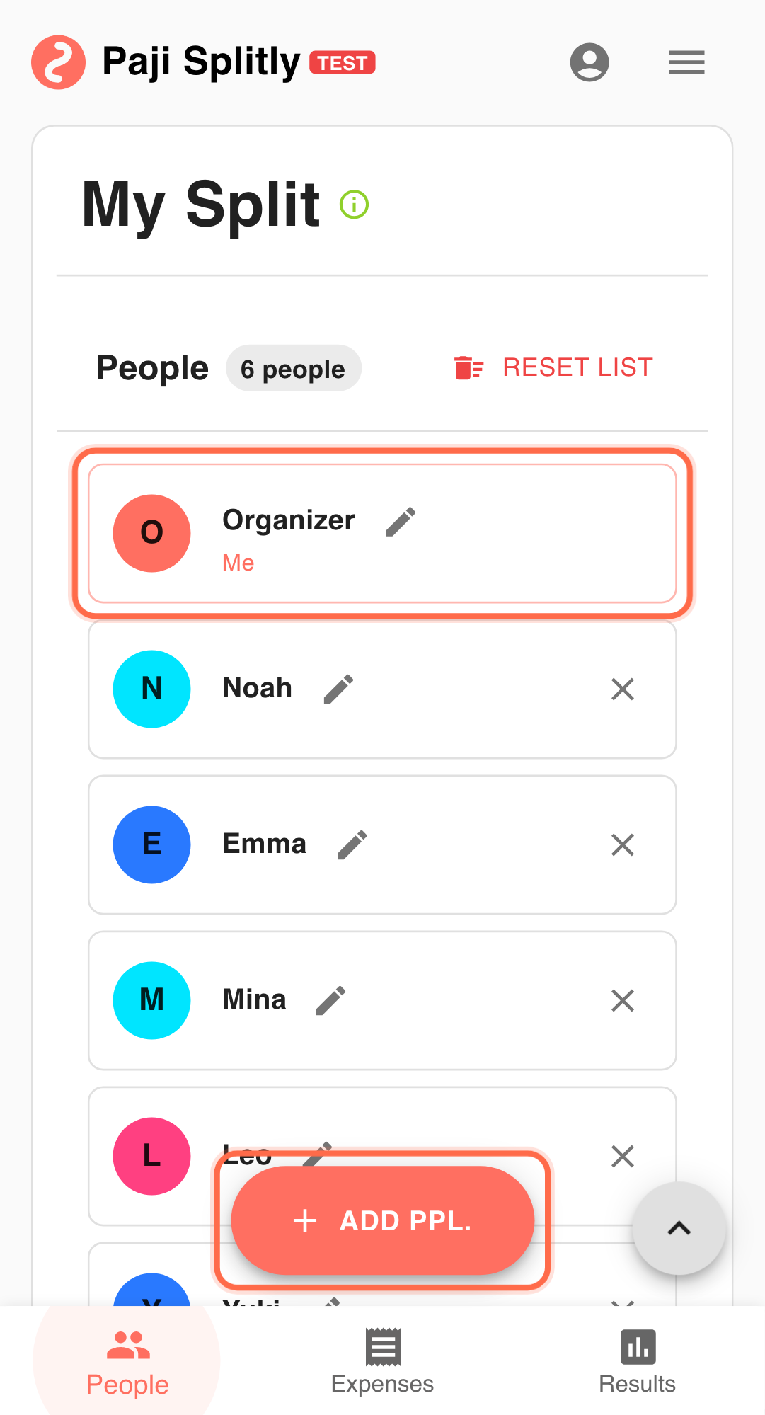 Feature screenshot: complementary scenario detail in Paji Splitly