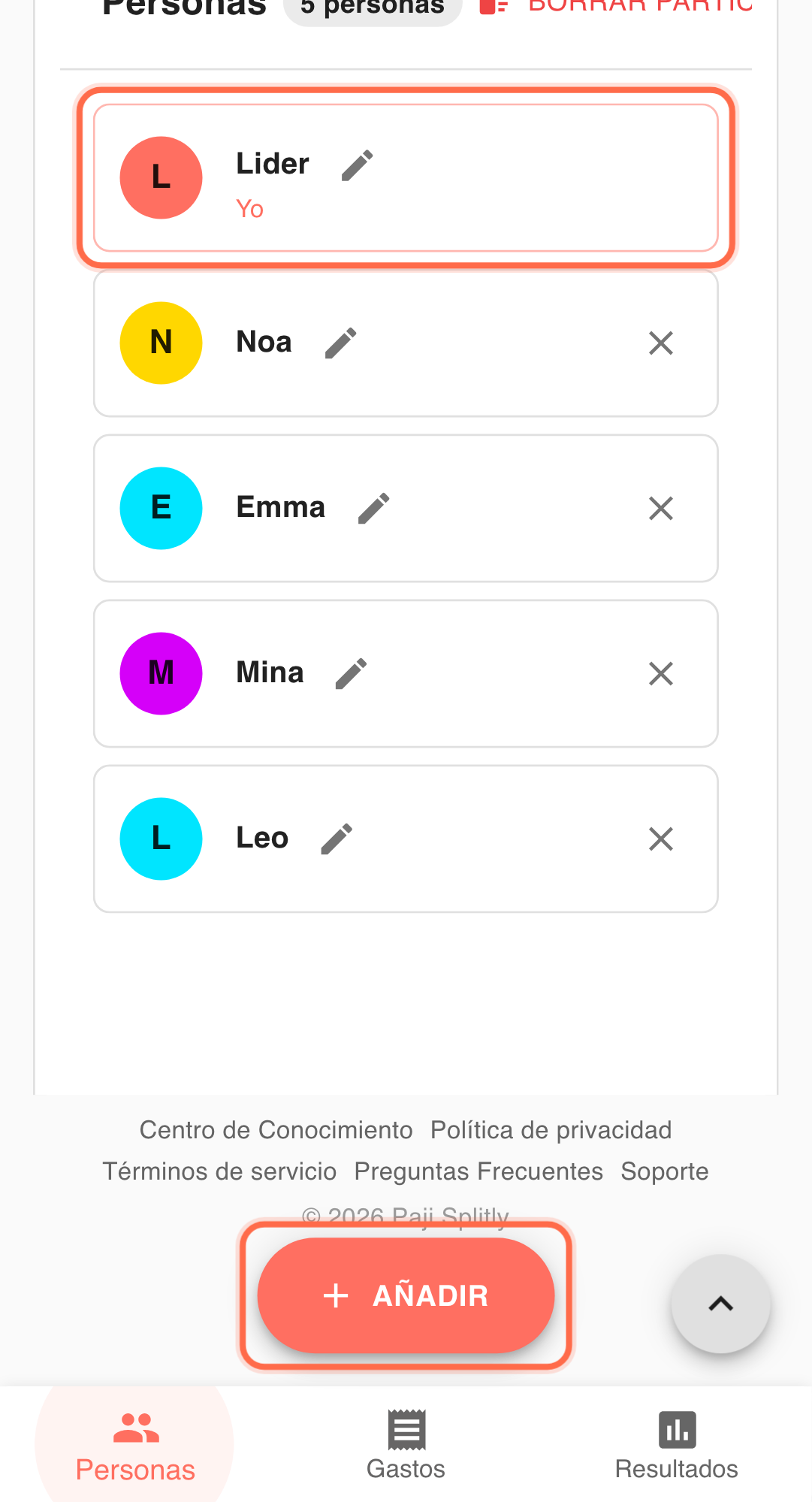 Feature screenshot: complementary scenario detail in Paji Splitly