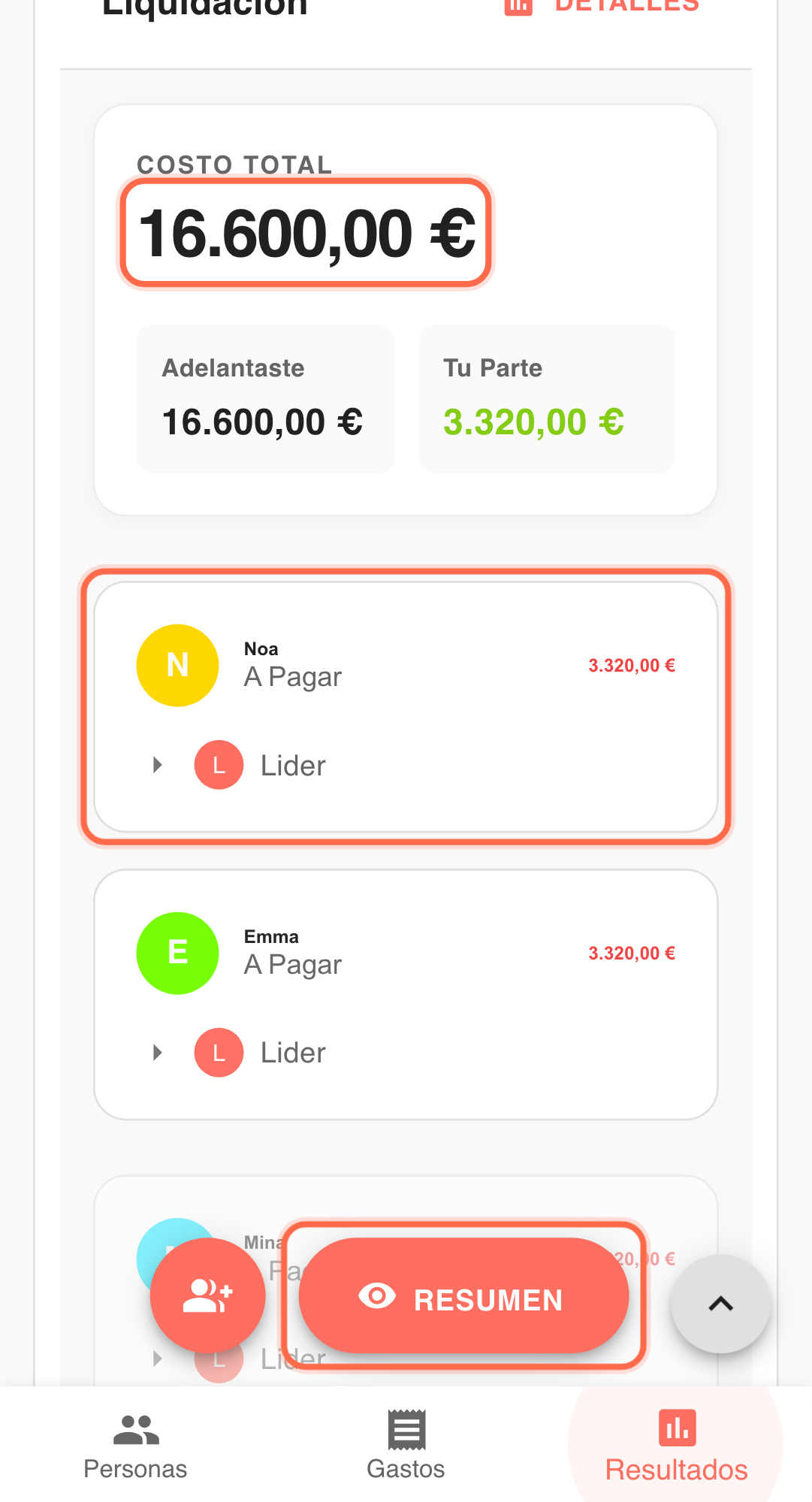 Captura de funcionalidad: flujo real en Paji Splitly