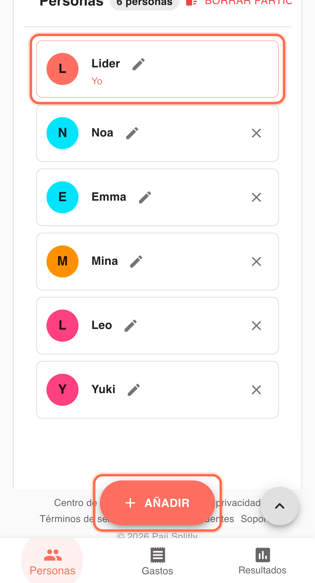 Feature screenshot: complementary scenario detail in Paji Splitly