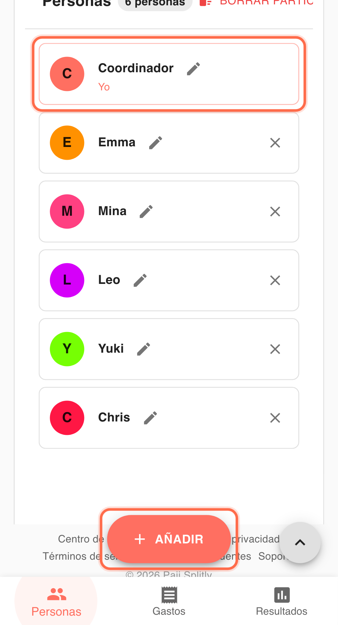Feature screenshot: complementary scenario detail in Paji Splitly