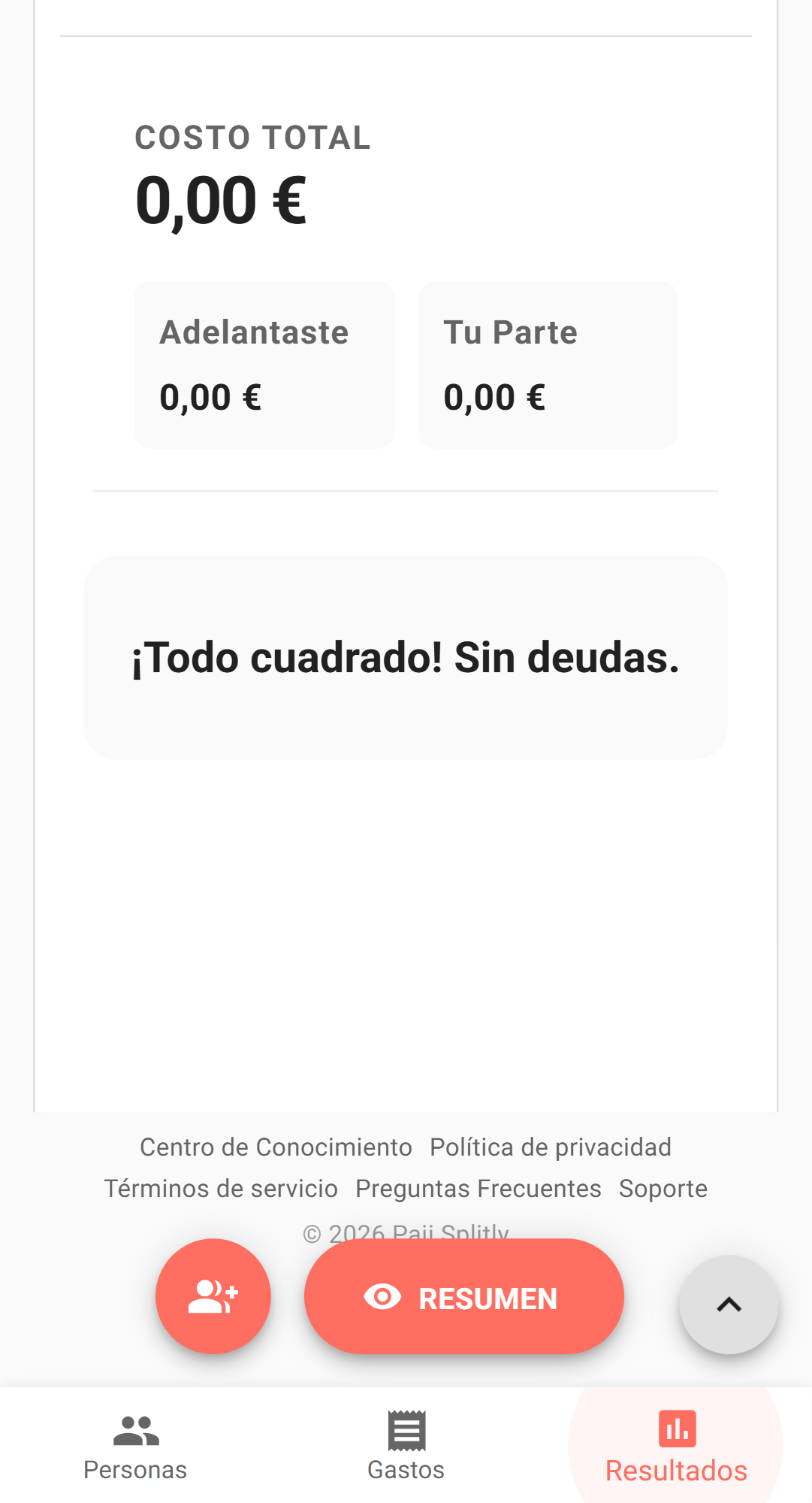 Captura de pantalla: flujo de liquidación y colaboración en Paji Splitly