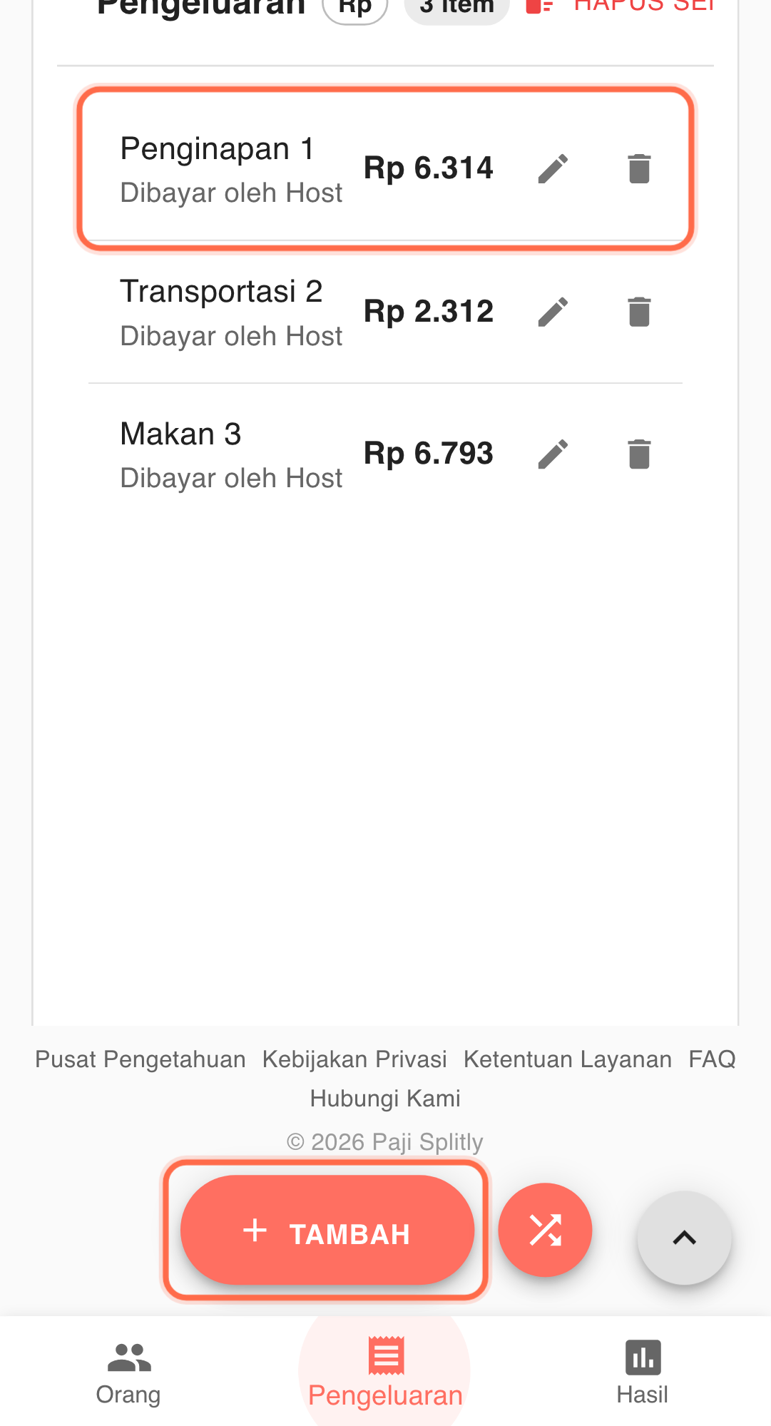 Tangkapan fitur: alur settlement dan kolaborasi di Paji Splitly