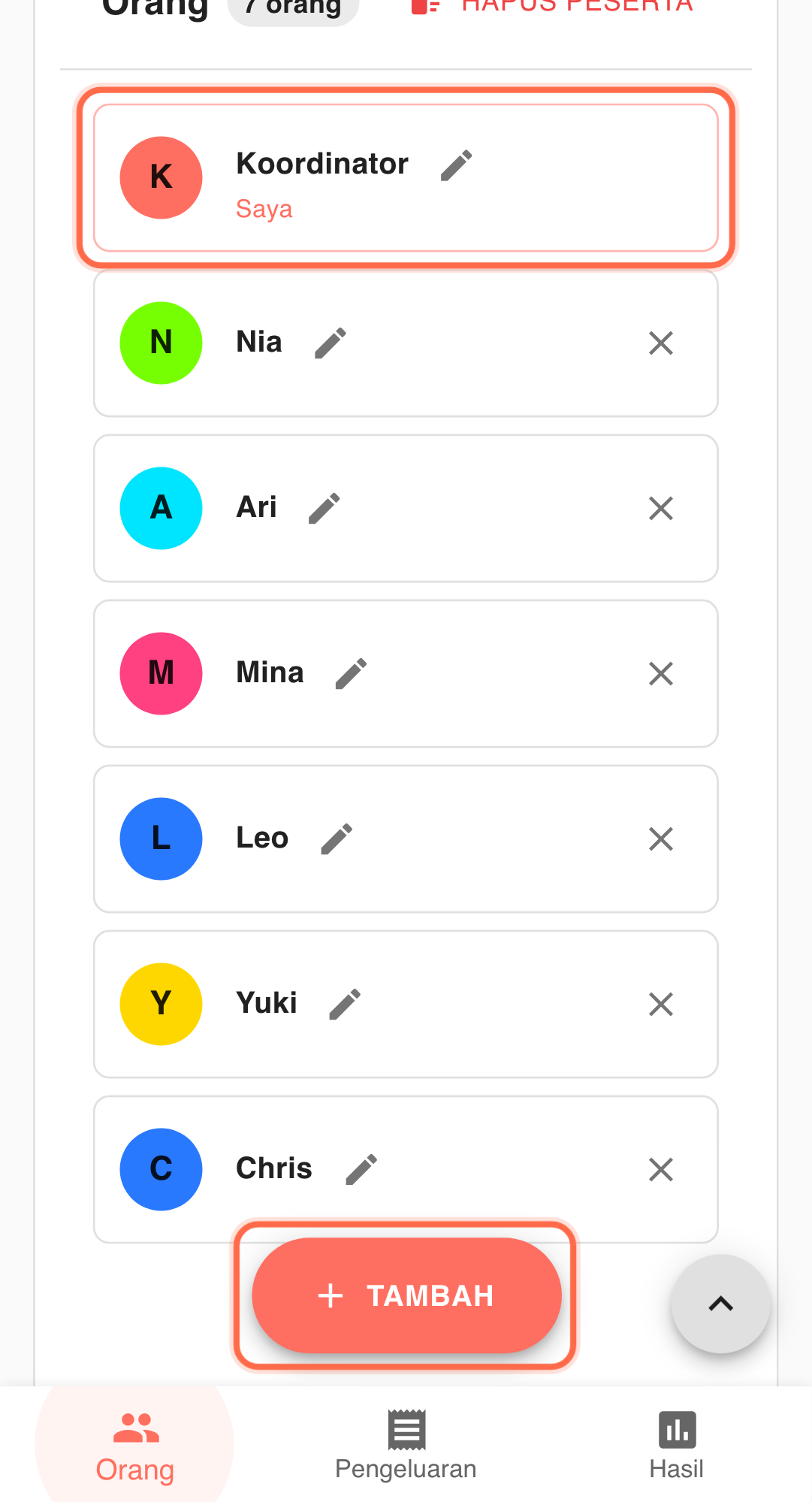 Feature screenshot: complementary scenario detail in Paji Splitly