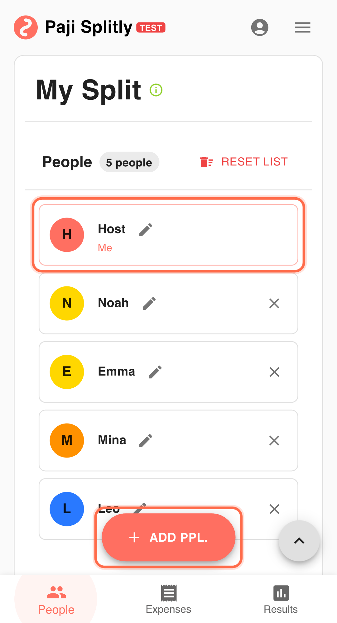 Feature screenshot: complementary scenario detail in Paji Splitly
