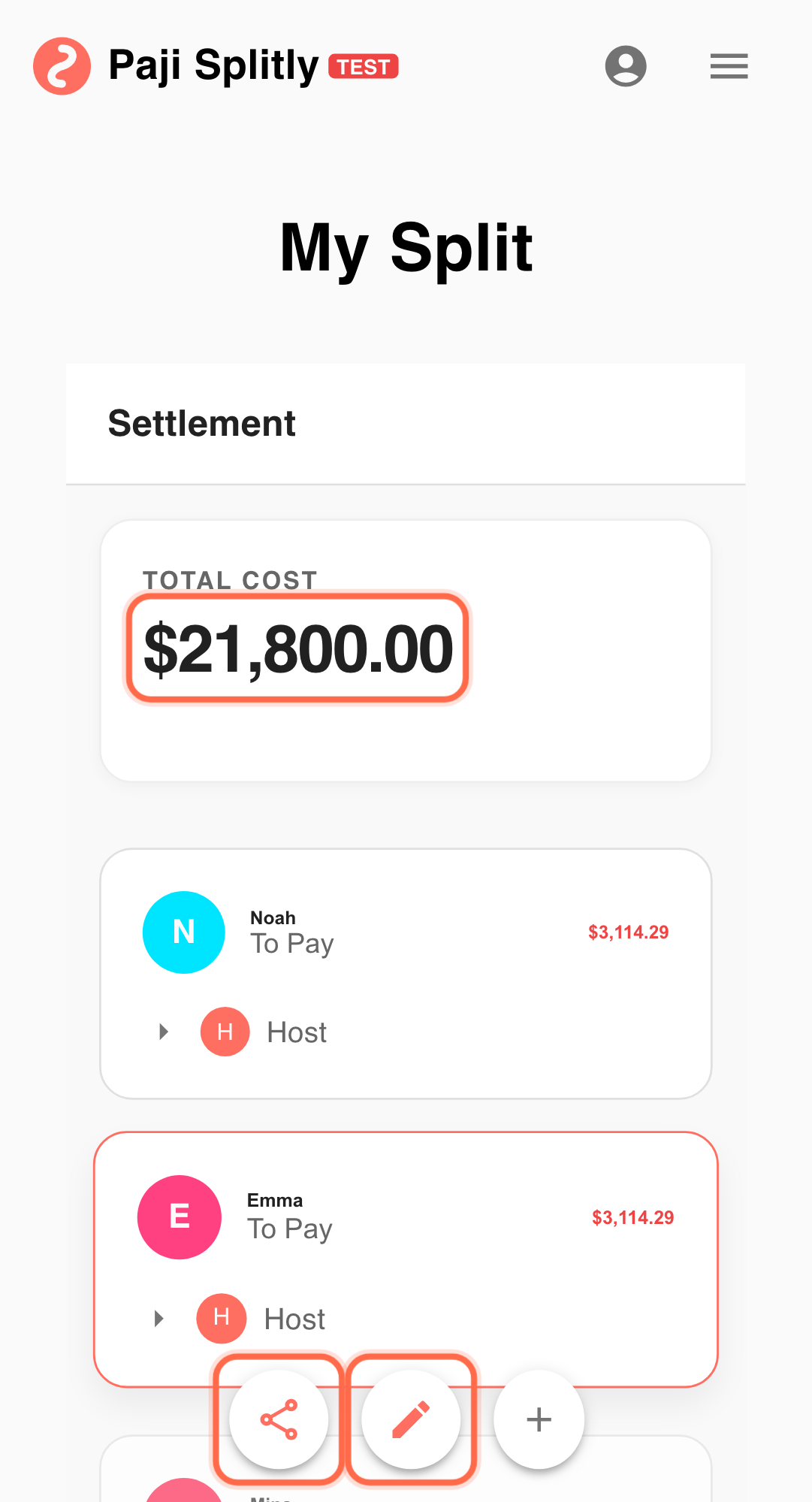 Feature screenshot: real Splitly workflow in action